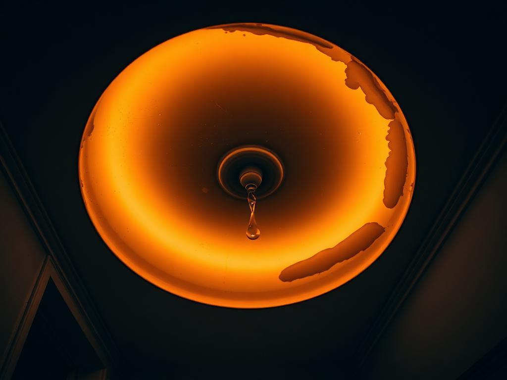 Goutte d'eau se formant sur un plafond d'appartement à Choisy-le-Roi