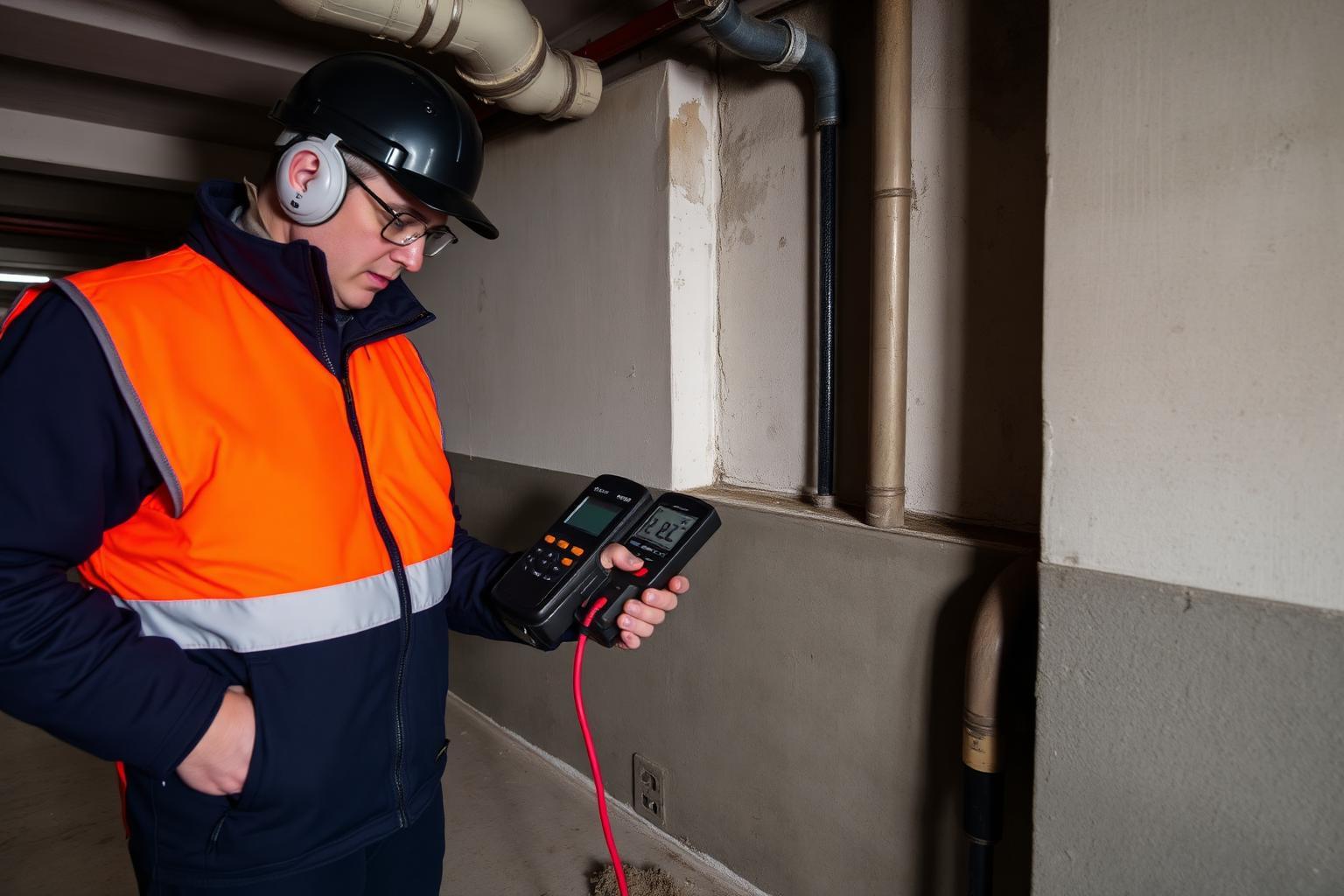 Technicien équipé lors d'une recherche de fuite sans casse à Bezons