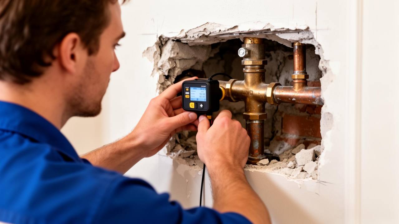 Technicien analysant un bruit de fuite dans une canalisation