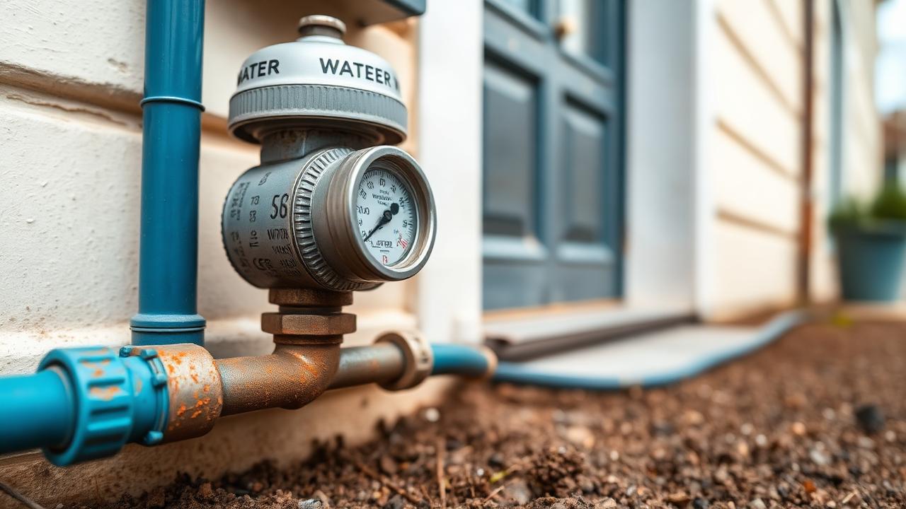 Gros plan sur un compteur d'eau résidentiel avec vérification du relevé pour détecter une fuite