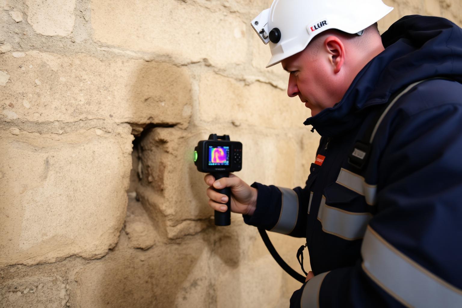 Technicien équipé lors d'une recherche de fuite sans casse à Pontoise
