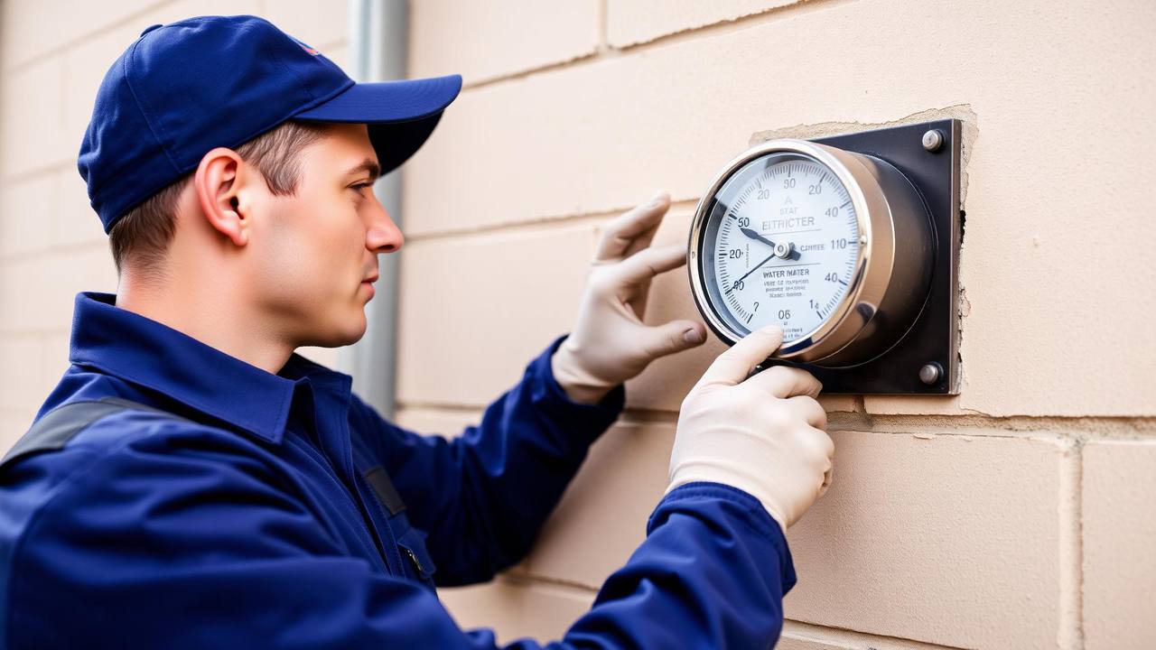 Technicien vérifiant un compteur d'eau pour détecter une fuite