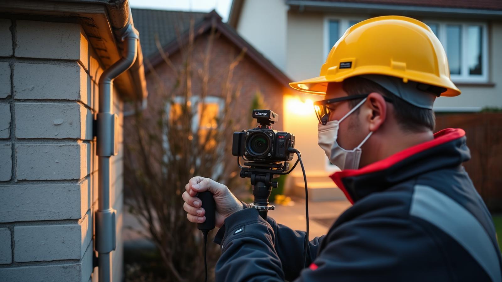 Technicien GIC réalisant une inspection vidéo depuis un regard d'assainissement à Villeparisis