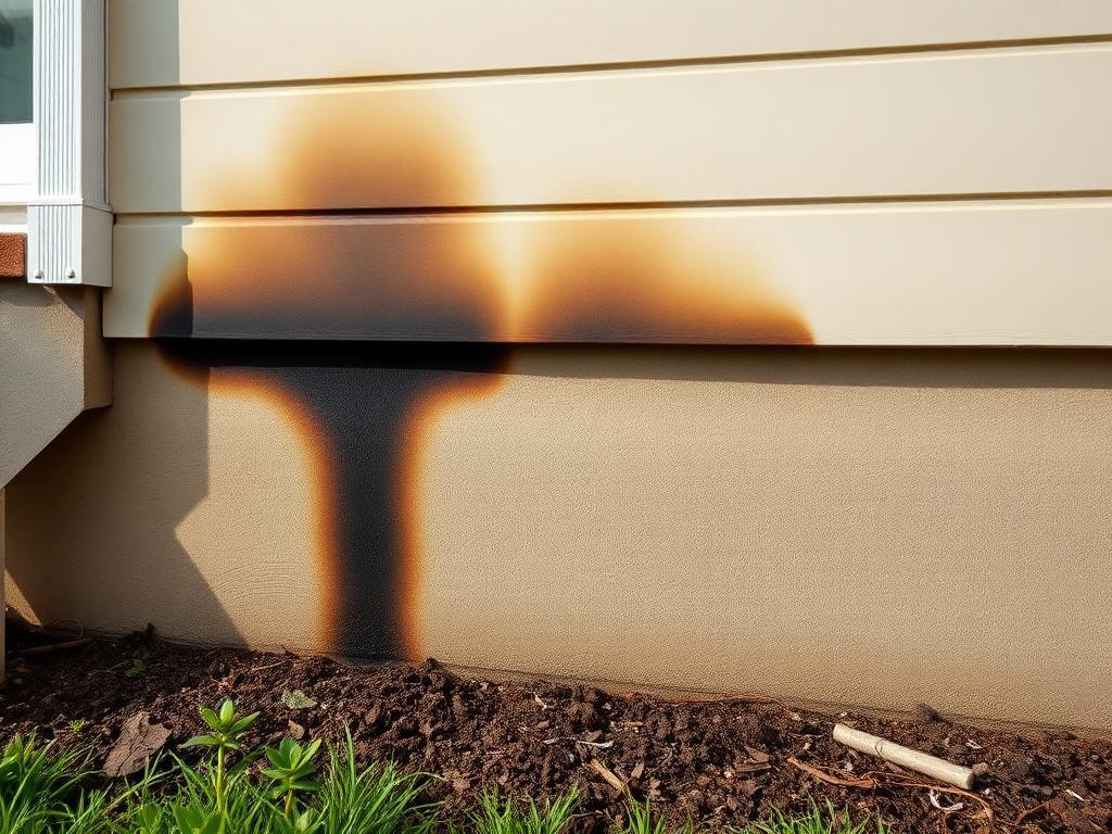 Bas de façade d'une maison marqué par une humidité persistante à L'Haÿ-les-Roses