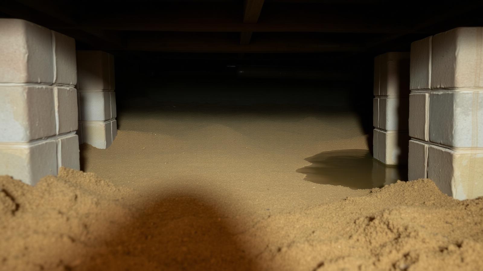 Vide sanitaire humide au sol sableux dans un pavillon d'Achères