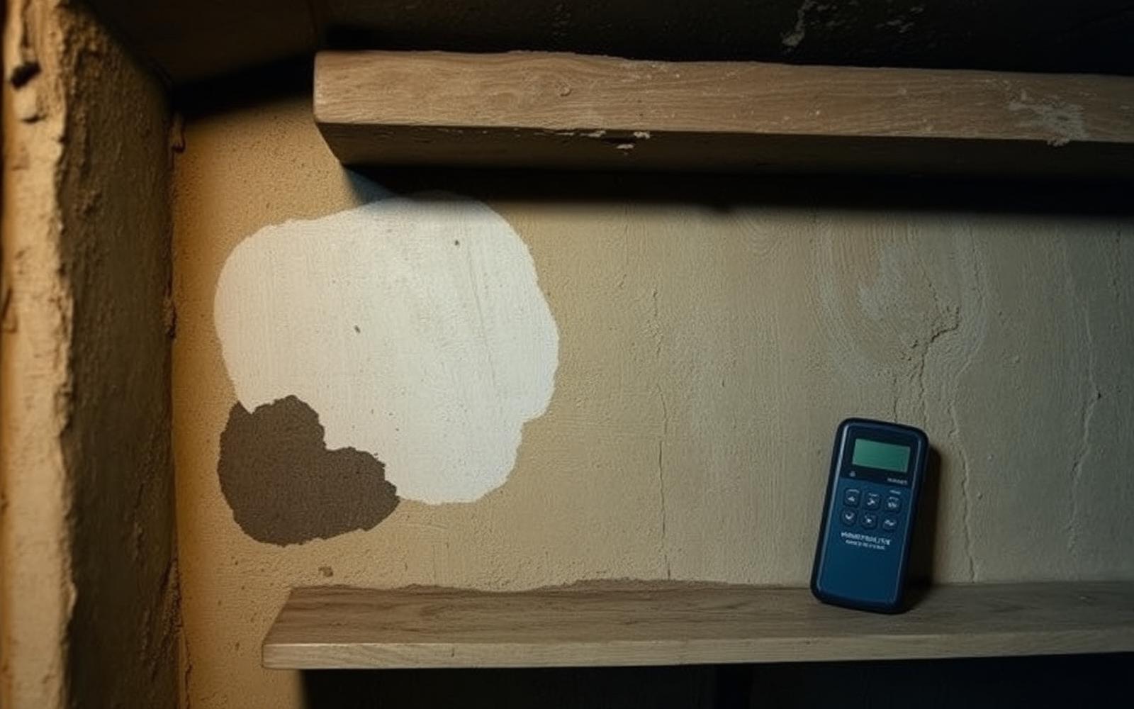 Mur de cave humide d'une maison franconvilloise pendant un diagnostic