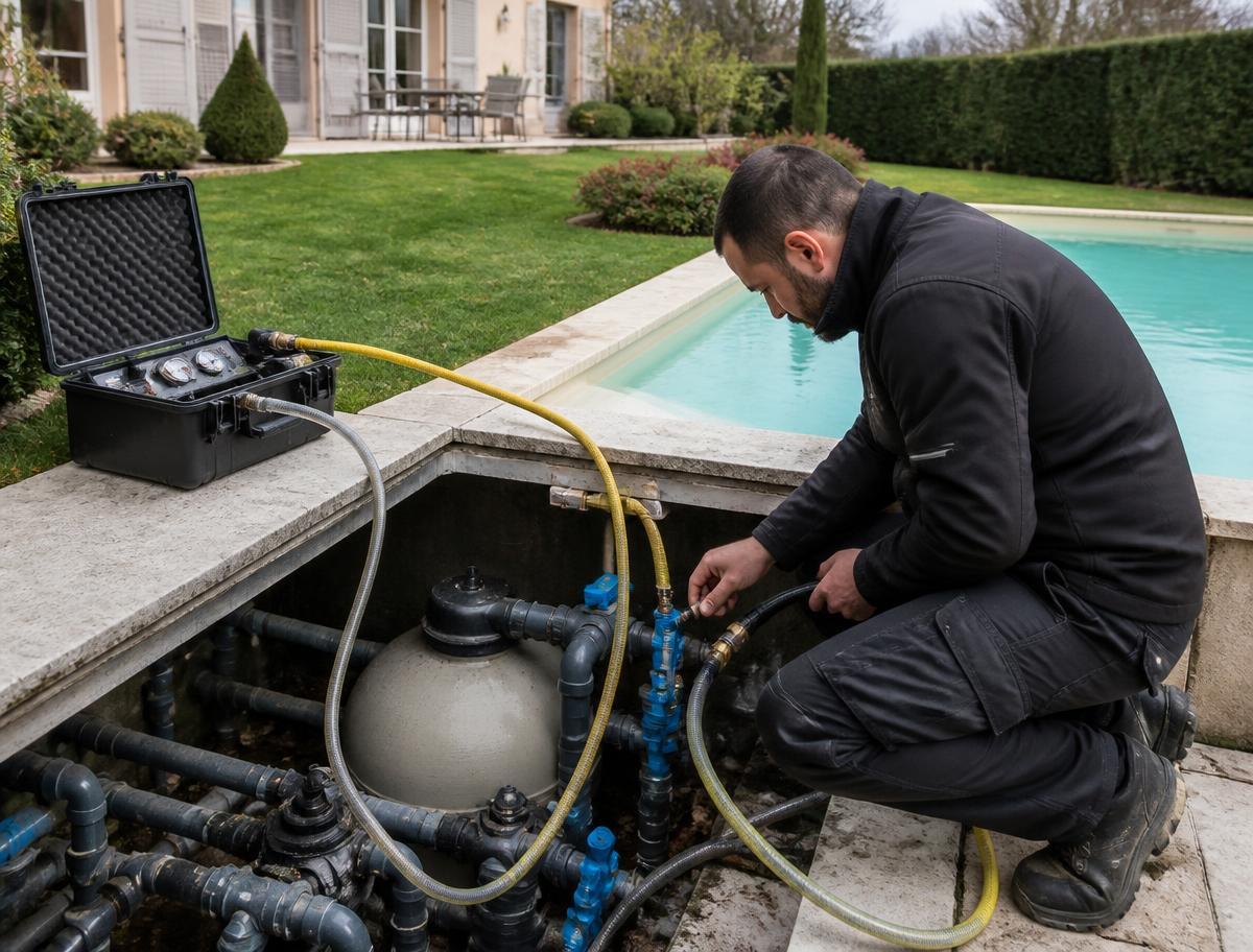Détection de fuite sur le circuit hydraulique d'une piscine enterrée à Saint-Maur
