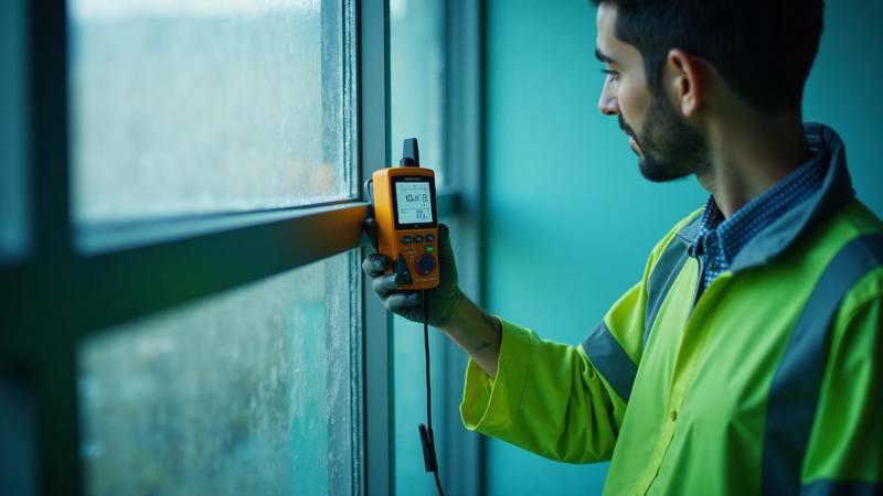 Diagnostic d'humidité sur un mur avant recherche de fuite invisible